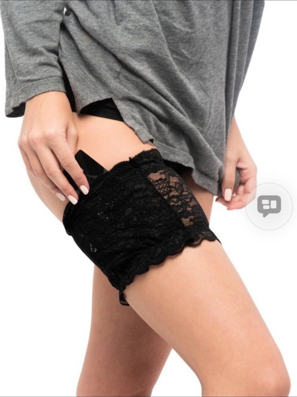 Black Lace Thigh Garter with Pocket New without tags Size M